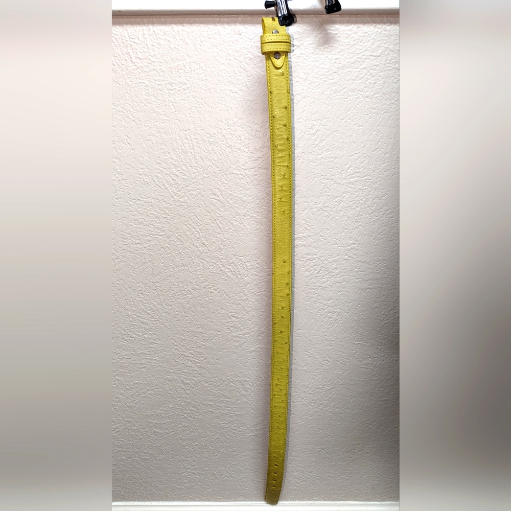 Genuine Ostrich Leather Chartreuse Belt